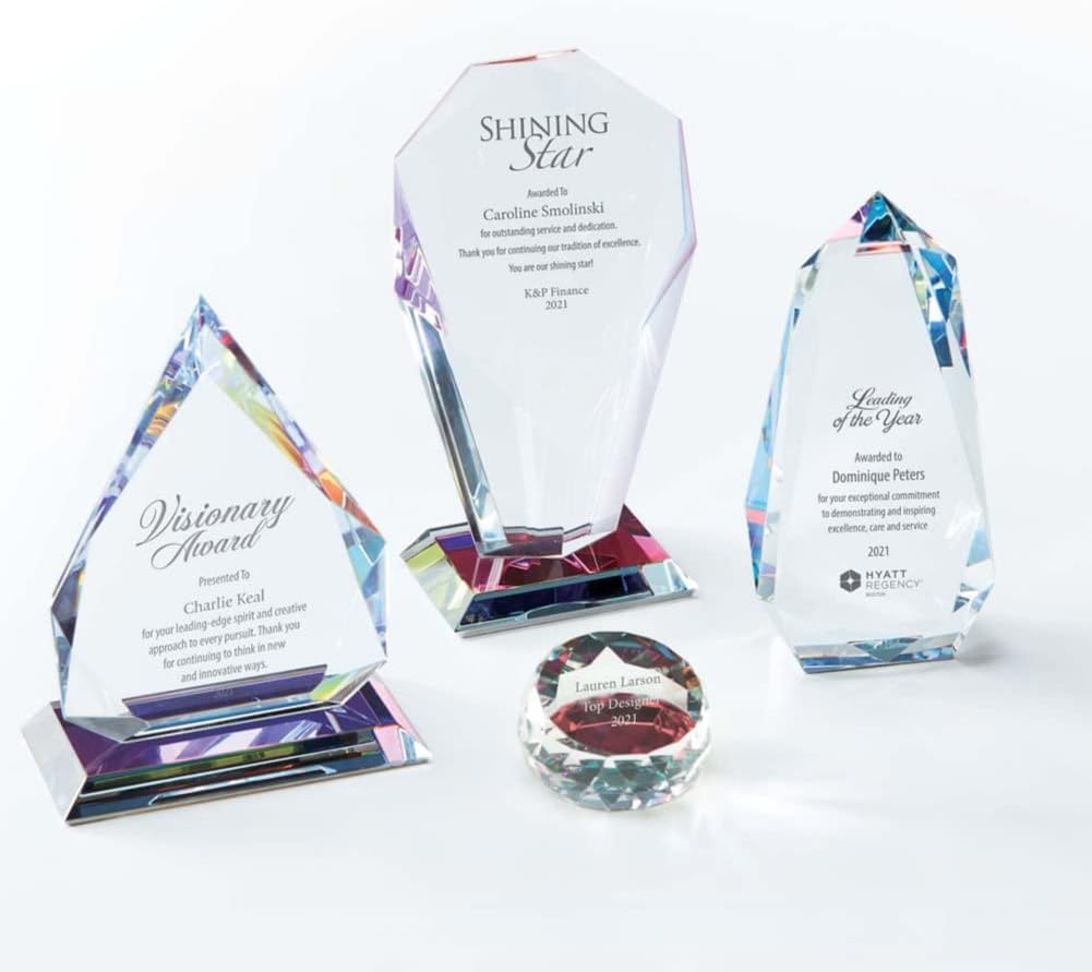 Baudville Custom Engraved Vibrant Luminary Crystal Trophy - Spotlight Trophy