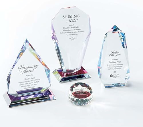 Miniatura 2 de Baudville Trofeo de cristal luminario vibrante grabado personalizado - Trofeo Spotlight