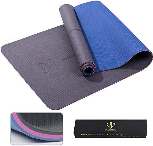 ICANNA Pro Non Slip Yoga Mat with Alignment Lines - 73" Extra Long Extra Thick with Strap, eco Friendly TPE Materials,1/4 inch Thick Pilates mat for Tall Men & Women