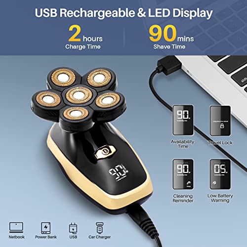 Head Shavers For Bald Men Rotary Electric Razor Cordless Shaver For Men Multifunctional Electric Razors For Bald Men Waterproof Mens Head Razor Rechargeable Razors For Bald Man #TOP3