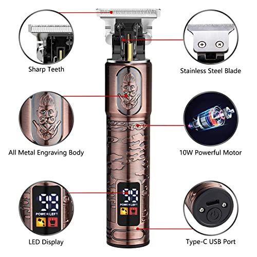 Gsky Professional Hair Clippers For Men, Cordless Trimmer Beard Trimmer Edgers Clippers For Hair Cutting T-Blade Hair Liners With Oil Battery Charging Display For Barber, Home(Red, 1Pc) #TOP4