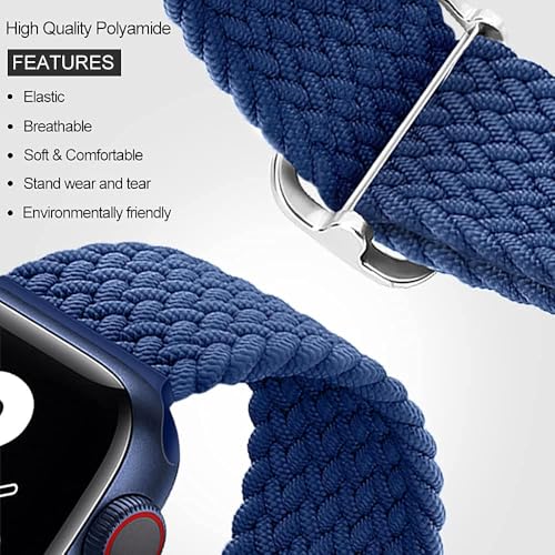 Image of Braided Band Compatible for Apple Watch Strap 38mm 40mm 41mm 42mm 44mm 45mm 46mm 49mm for Women Men, Nylon Elastic Wristbands for iWatch Series 10 9 8 7 6 SE 5 4 3 2 Ultra Ultra 2