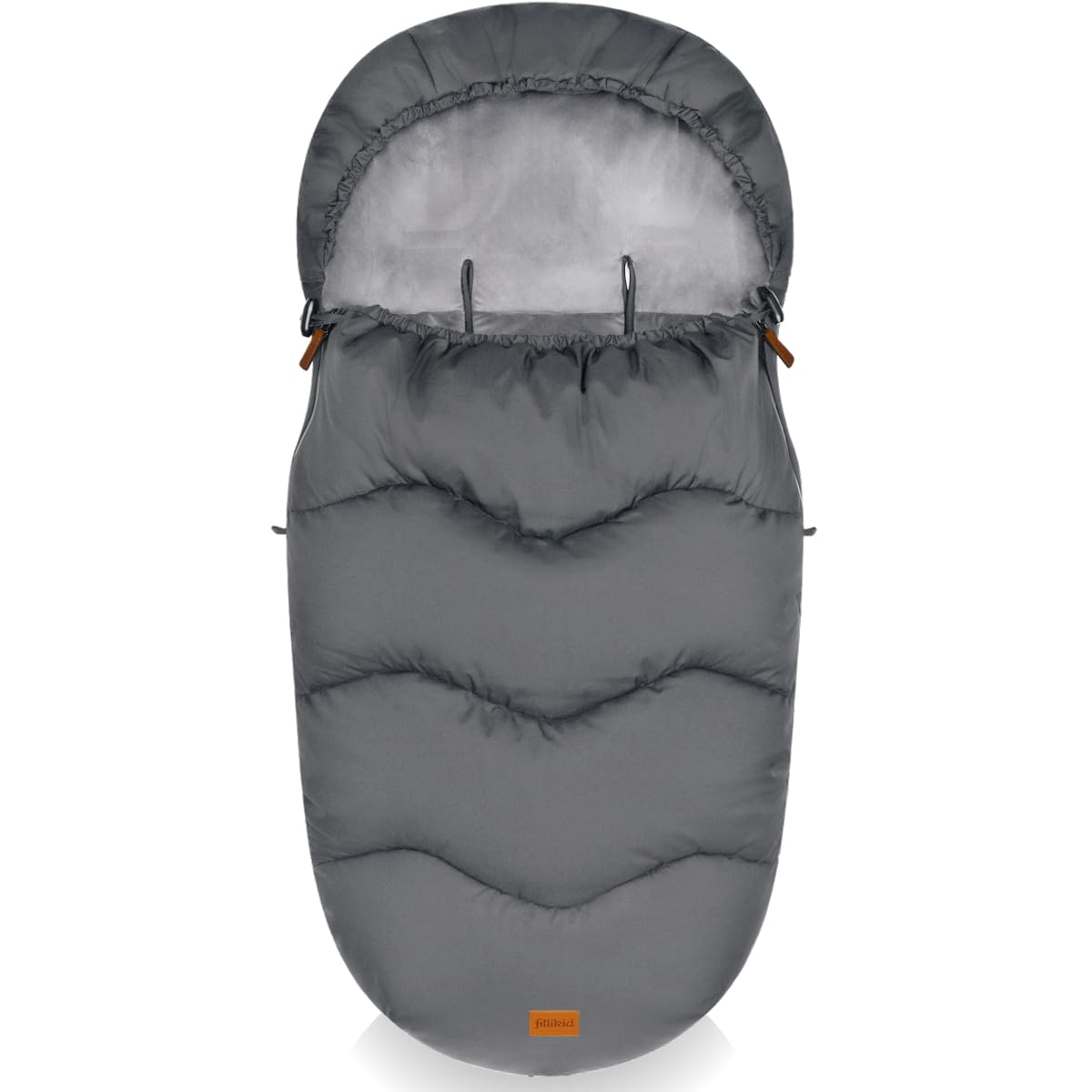 Fillikid Winterfußsack mit Microvelour Wassersäule 8000mm universal Fußsack für Kinderwagen Buggy Jogger Kinderwagenfußsack 6 bis 36 Monate (Grau)