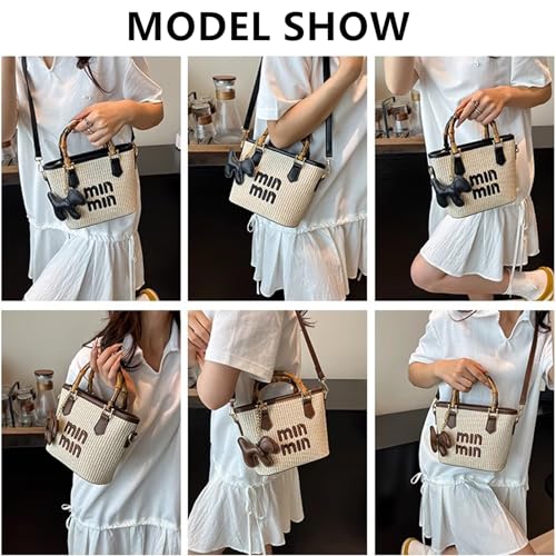 Bolso tote pequeño para mujer, bolso de paja mini para viaje, playa y verano miniatura 4