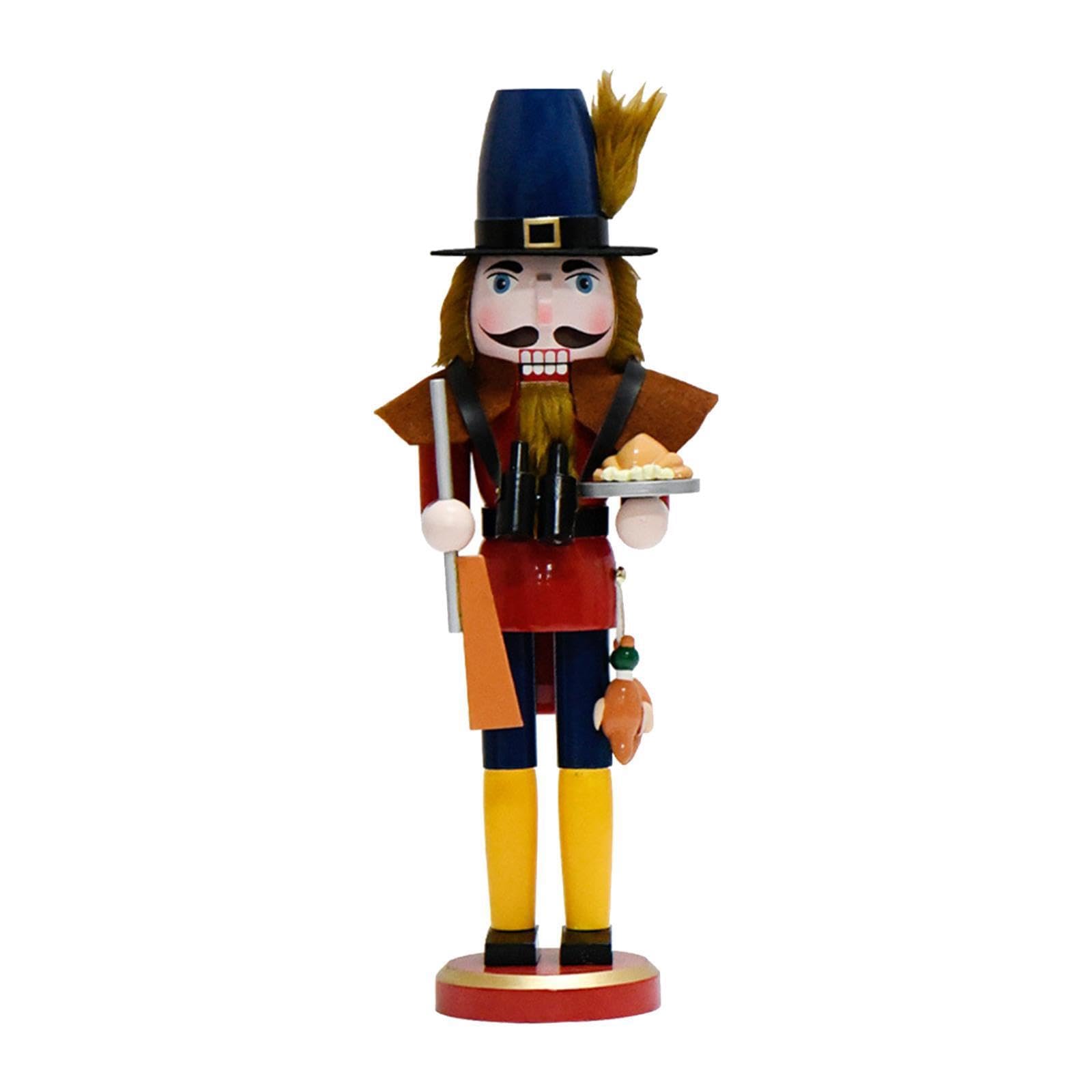 PIXZCSA Wooden Nutcracker Figure Home Decor Sculpture Unique Hunter Nutcracker Playful Collectible Winter Table Centerpiece Indoor Party Winter Table
