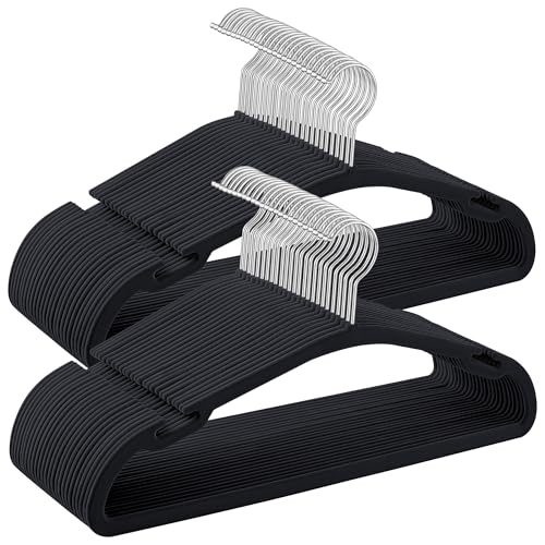 Grucce in 50 Pezzi Appendiabiti 43 x 21 cm Antiscivolo con Scanalature ai Lati Barra per Cravatte Gancio Girevole a 360° Salvaspazio Inchiostro CRF039B03 velluto nero