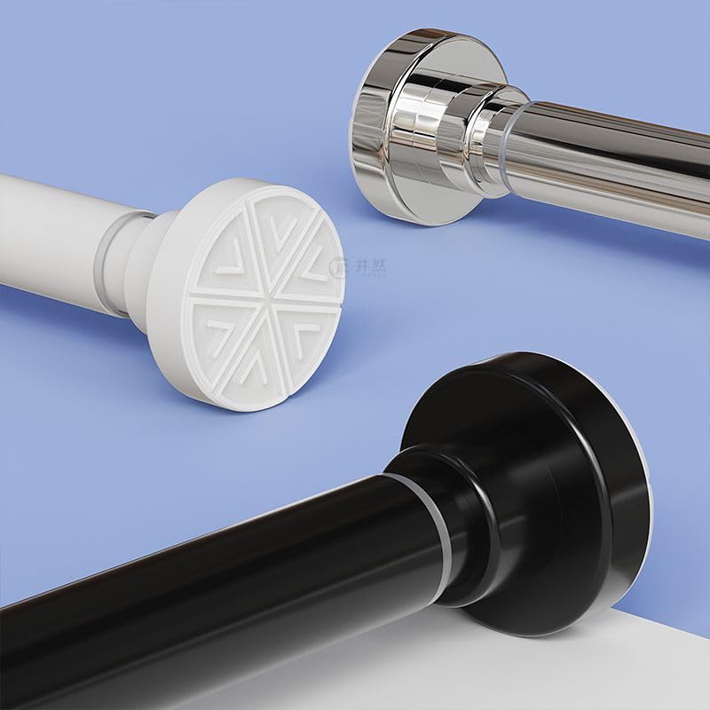 Image of HomeCloud Tension Shower Curtain Rod - Expandable, No Drilling Required, Rust-Proof & Heavy-Duty for Bathroom or Divider Use (Black Pack of 2, Extendable - 110 to 200 Cm)