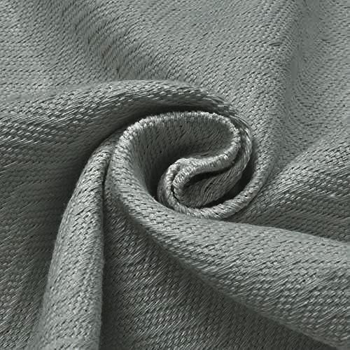 Image of LINENWALAS Textured Herring Bone Weave Curtain Drapes for Door with Elegant Back Tabs (4.5 FT X 7 FT, Bluish Grey)