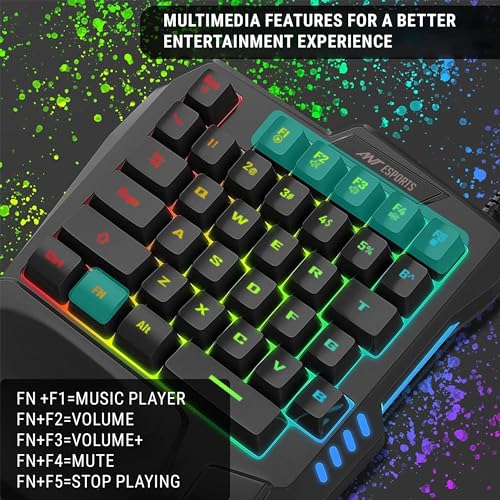 Image of Ant Esports MG401, 4 in 1 Mobile Game Combo Pack with RGB Backlit 35 Keys Mini Gaming Keyboard and Mouse, Phone Holder, Adapter with Mobile Game Converter for PubG, COD & Many FPS Games Andriod /iOS