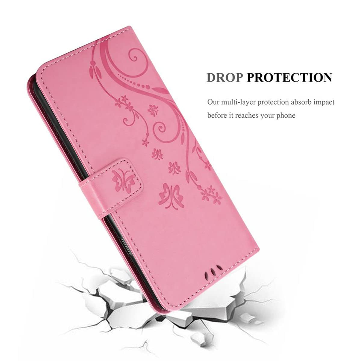 CADORABO Design Floreale Con Chiusura Magnetica, Funzione Stand E Slot Per Carte Custodia Per Cellulare Per Y5 Prime 2018 Y5 2018 Rosa Fiore 85626897