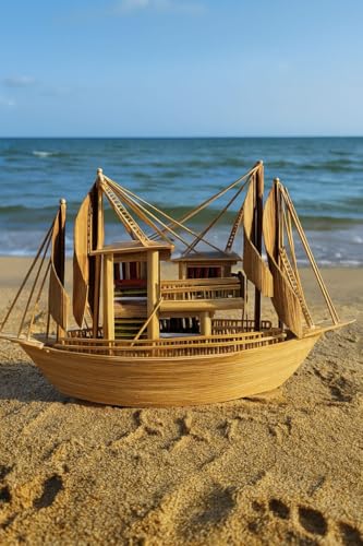 Image of Decorative Wooden Ship Model /Coastal Decor / 9.5'' - INCH Craft Boat