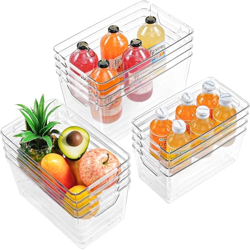 Image of Freebat 12 Pack Organizers and Storage, Pantry Organization and Storage Bins, Cabinet Organizer, Clear Plastic Storage Containers with Handle,Acrylic Storage Bins (4 Small&4 Middle&4 Large