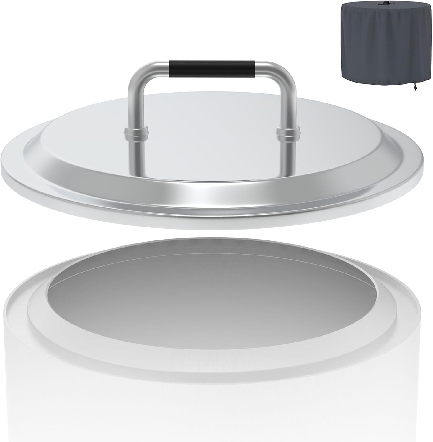 LS'BABQ Fire Pit Lid with Handle Fire Pit Cover Replacement for Solo Stove Yukon 27'' Stainless Steel Portable Firt Pit with Waterproof Cover Accessories for Outdoor Camping and Party