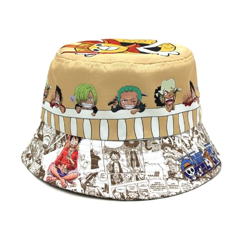 Anime Bucket Hat Unisex Sun Hats for Men Women for Hiking Camping Fishing Golf Summer Travel Beach Fisherman Cap White