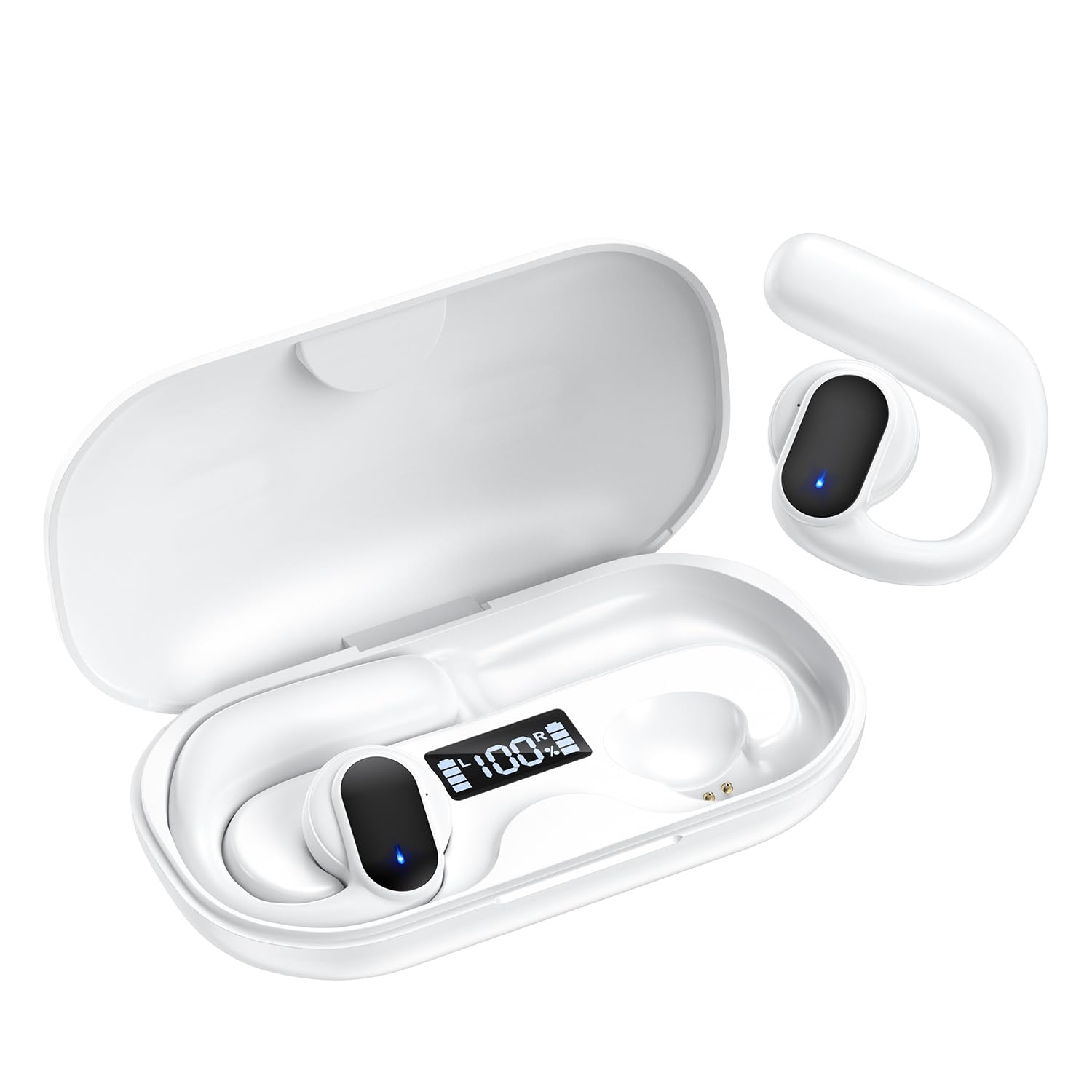 OwnhutOpen Ear Headphones Bluetooth 5.3, Wireless Headphones with LED Display, Air Conduction Earphones with Touch Control, Sports Headphones for 50 Hours, Wireless Earbuds for Sports, Driving,