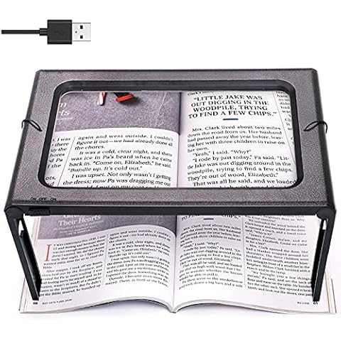 Magnifying Glass with Light Handsfree 6 LED 3X Large Full-Page Foldable Rectangular Magnifier Desktop Portable for Reading Elder Kids Cover