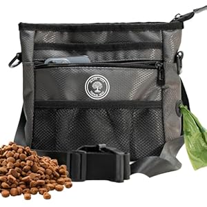Dog Treat Pouch – 6 in 1 Dog Training Treat Pouch with Dog Poop Holder, Treat Pouch, Dog Poop Bag Dispenser, Phone Pouch, Key Pocket, and Extra Mesh Pocket!