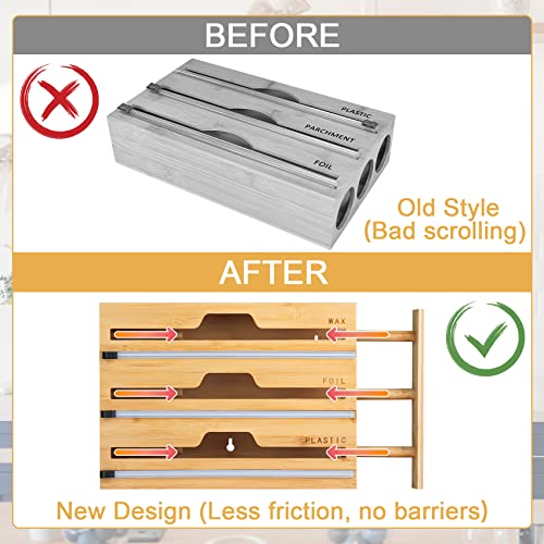 image for Svlinelu 3 in 1 Plastic Wrap Dispenser with Cutter,【Triple Perfect C