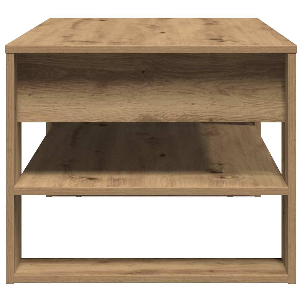 Tavolino da salotto in legno ingegnerizzato rovere artigianale 102 x 55 x 45 cm con ripiano portaoggetti salvaspazio per soggiorno moderno e design industriale