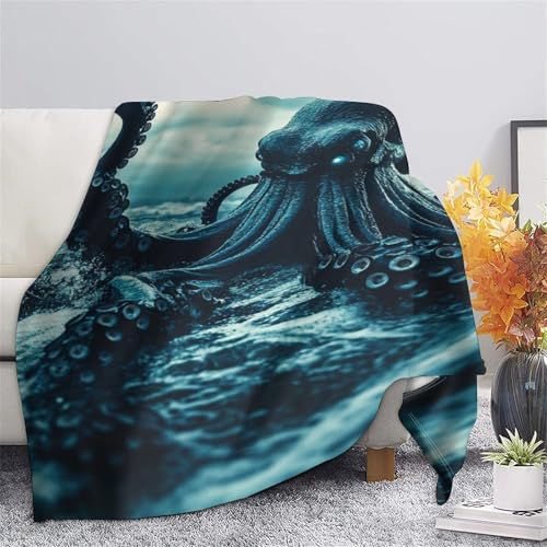Couverture de voyage pieuvre en microfibre douce pour lit et canapé de 100 x 130 cm - 7