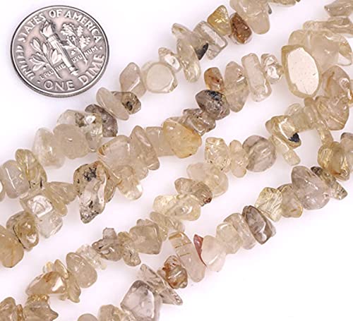 Image of 5-8mm Golden Rutilated Quartz Natural Chip Stone Beads for Jewelry Making