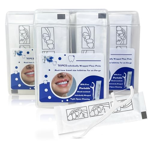 210 Individually Wrapped Floss Picks, Paper Pack with 3 Cases - Wax Free Dental Flossers for Braces, Portable Travel Tooth Picks Flossers, 0.18mm Thin Thread, Curved Tip for Plaque Removal 2