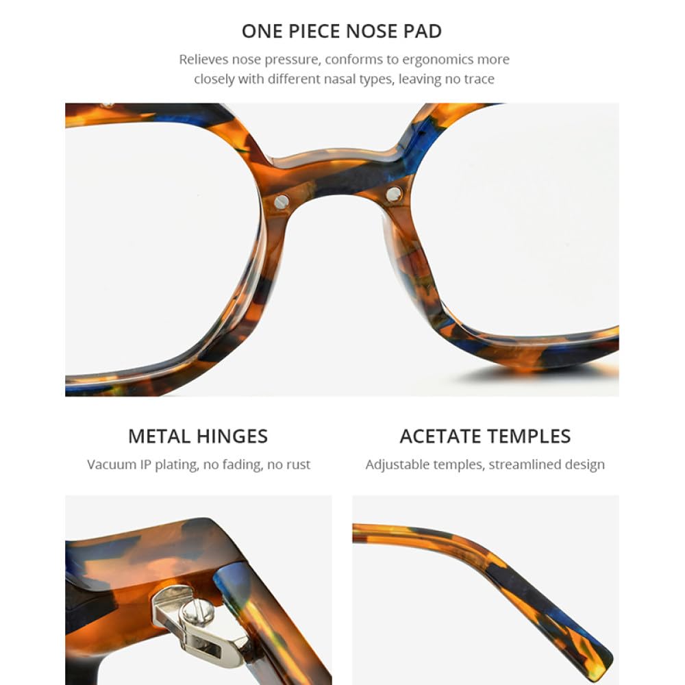 MUTYNE Montura de gafas de acetato para hombre, anteojos redondos Retro Vintage, gafas para mujer