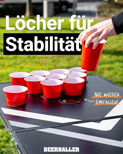 BeerBaller® Allblack Beer Pong Tisch – Becherhalter - 3