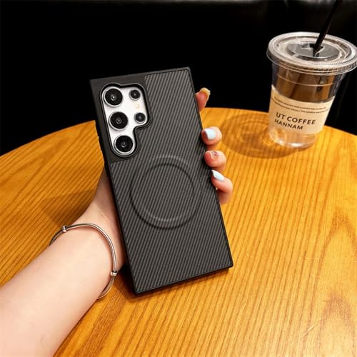 Coque S22 Ultra fibre de carbone, protection magnétique premium