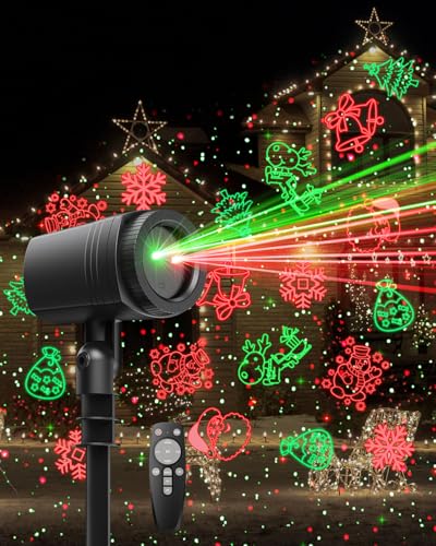 Enjoyedled Christmas Projector Lights Outdoor, 9 High-Definition Patterns Laser Light Projector with...