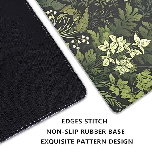 Sage Green Floral and Plant Desk Pad Mouse Pad,Large Gaming Mouse Mat