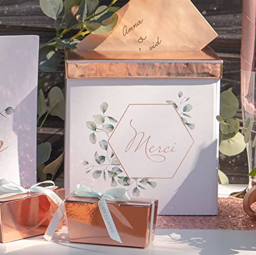 Tirelire urne Mariage Champêtre Bucolique Blanche, Verte et Rose Gold pour fête REF/7290 Taille unique