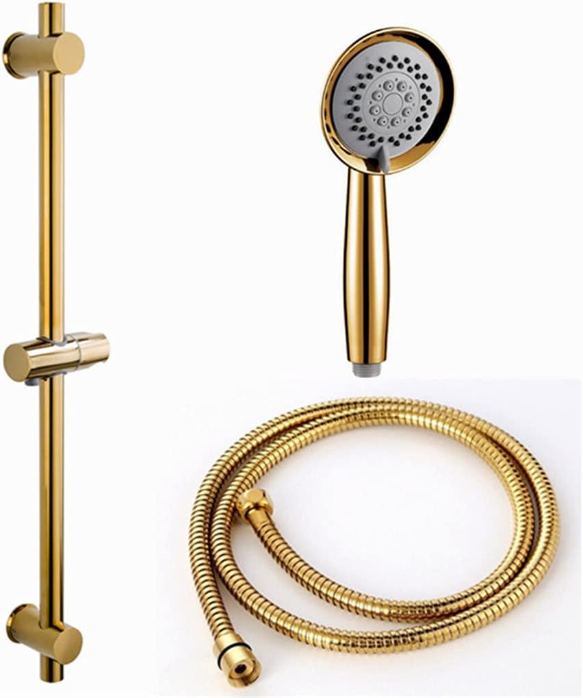 KEHAIOO SUS304 Stainless Gold Metal Shower Sliding Bar with Height Adjustable for Bathroom with Shower Head Shower Hose