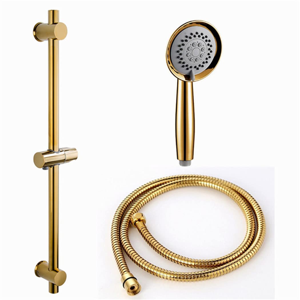 Barre de douche coulissante dorée avec support réglable pommeau inox