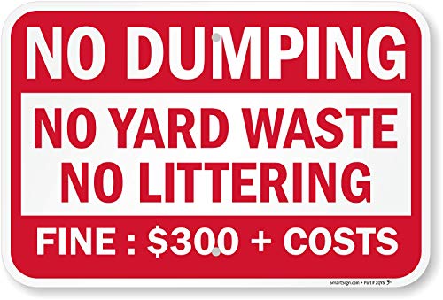 Panneau de signalisation No Dumping en aluminium pour interdiction de dépôt sauvage 30x45cm