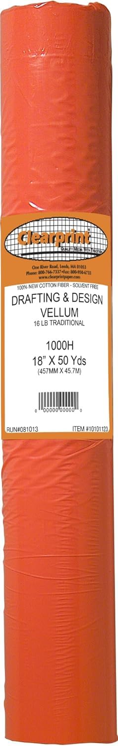 Clearprint18" x 50 Yards 1000H Design Vellum Roll, 16 lb., 100% Cotton, 1 Each