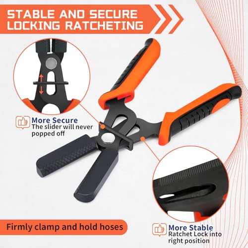 BISUOSHI Alicate de aperto de mangueira, alicate de aperto de mangueira reta de catraca de bloqueio,