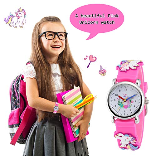 Image of Jewtme Kids Time Teacher Watches 3D Cute Cartoon Silicone Children Toddler Butterfly Wrist Watches for Ages 3-10 Boys Girls Little Child