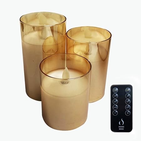 Amazon Co Jp Hononari Ledキャンドルライト 大中小3点セット 専用リモコン付 間接照明 Glass Amber ホーム キッチン Amazon Co Jp Hononari Ledキャンドルライト 大中小3点セット 専用リモコン付 間接照明 Glass Amber ホーム キッチン
