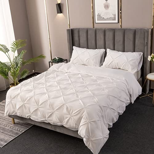 Housse de couette en polyester 260x230cm blanche effet 3D infroissable