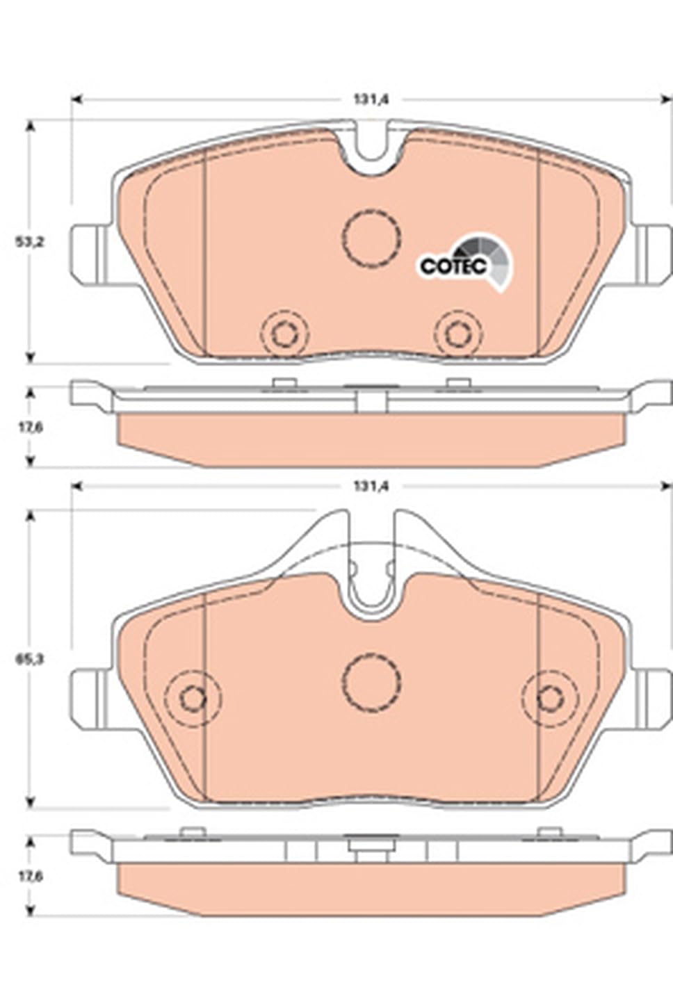 TRW GDB1870 Plaquettes de Frein Kit de 4 pour Mini Mini/Cooper (F56) 2013 - Essieu Avant et Autres Véhicules