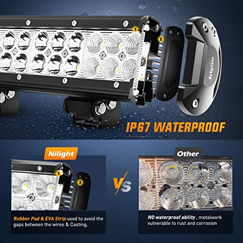 Nilight 20Inch 126W LED Light Bar Spot Flood Combo Driving Off Road with Front License Plate Mounting Bracket Wiring Harness for Trucks Pickup Car SUV ATV UTV 4x4 Van Camper, 2 Years Warranty by Nilight - Image 3