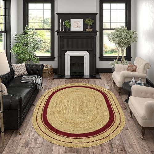 Tapis de couloir ovale résistant en jute tressé 61 x 350 cm intérieur extérieur