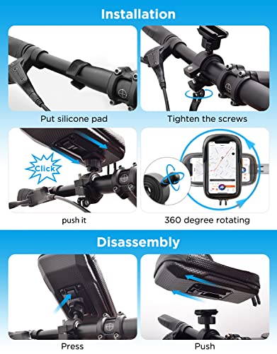 whale fall 360&deg; Rotatable Bike Phone Holder, Waterproof Handlebar Bag with Touchscreen & Storage, Durable Bike Phone Mount for Navigation, Essential Bicycle Accessories for Phones Under 7"