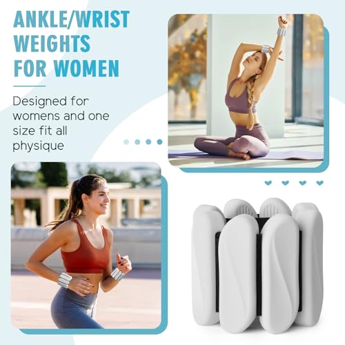 Image of Wrist Weights, 2Pack Wearable Wrist Ankle Weights for Women and Men, Adjustable Silicone Arm and Leg Wrist Bracelets for Walking, Yoga, Pilates and Gym, 2lb