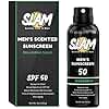 SLAM WoodsMan Men's Scented Sunscreen Spray SPF 50 – Broad Spectrum Sun Screen for Face & Body, Waterproof & Sweat Resistant Spray Sunscreen SPF 50, UVA/UVB Protection, Mens Sunblock