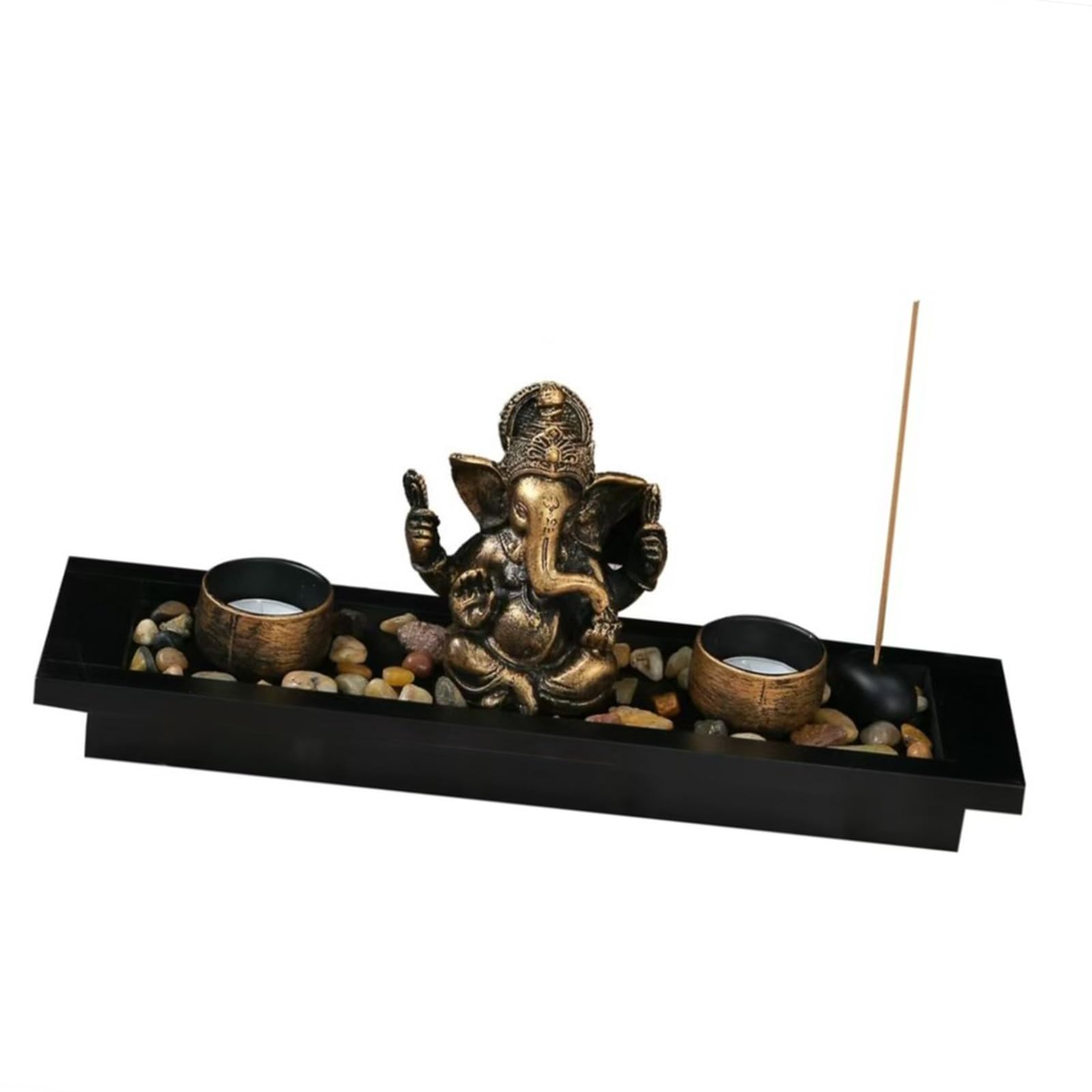 Hsioluted Orientals Styles Elephant Ganeshas Gardening Rock Holder Set for Peacefuls Home Decoration Resins Holder