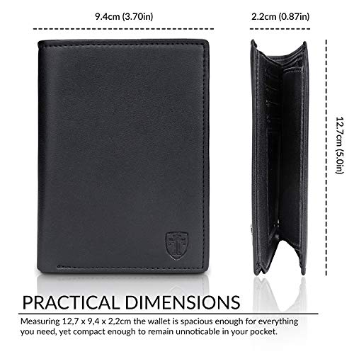 TRAVANDO Portefeuille Homme „Dublin“ avec Blocage RFID - Porte-Monnaie Noir Classique, Porte-Cartes Format Portrait - Rangement pour Pièces, Carte de Crédit, Billets, CB - Image 7