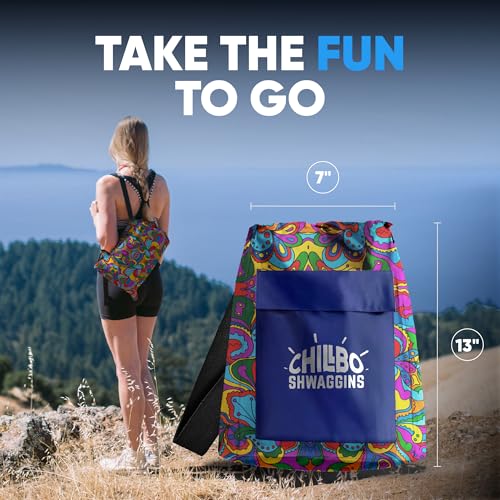 Chillbo Inflatable Couch – Unique Designs - No-Pump Setup, Ripstop Polyester, Stability Pegs, Fun Prints - Portable Air Inflatable Lounger for Beach, Camping, Festivals - 60s Psychedelic - Large by Chillbo - Used condition - Image 6