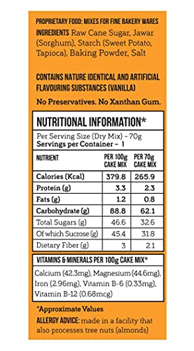Image of Serapheena Vanilla Pound Mug Cake Mix, 70g x 3 | Jowar and Sweet Potato Flour, Gluten Free, No Maida, Quick and Easy to Make | Pack of 3